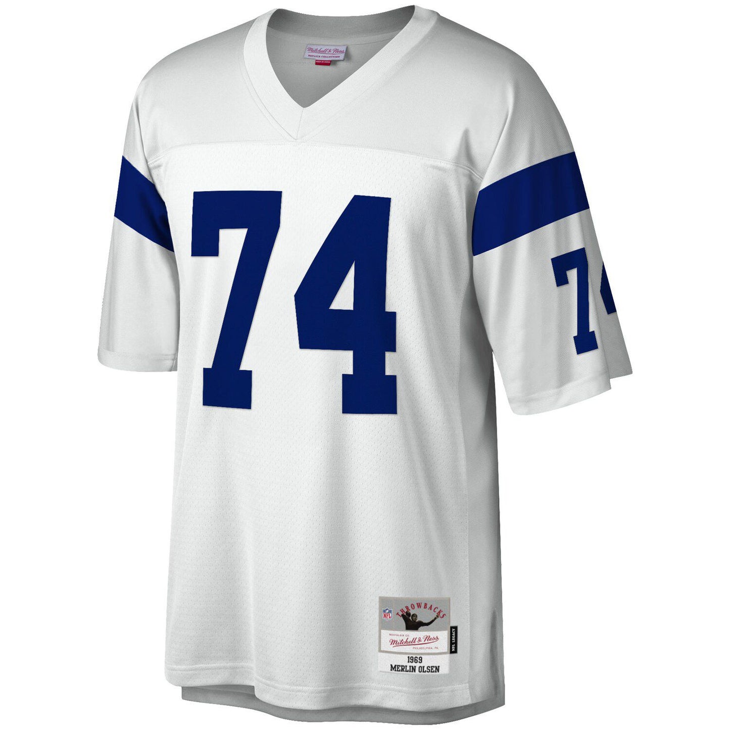 Men's Mitchell & Ness Merlin Olsen White Los Angeles Rams 1969 Legacy Replica Jersey