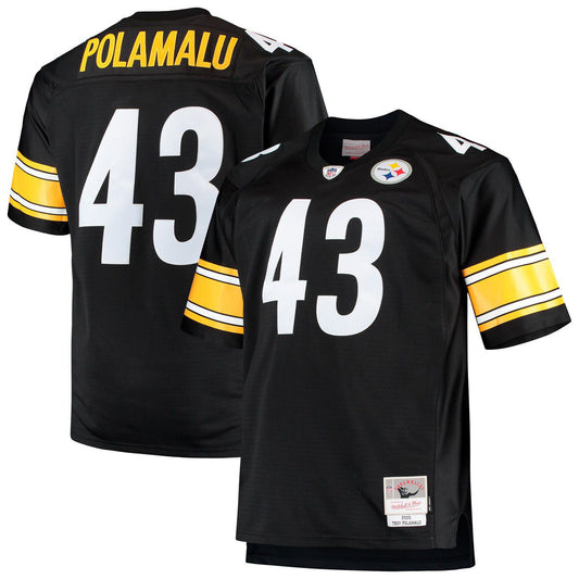 Men's Mitchell & Ness Troy Polamalu Black Pittsburgh Steelers Big & Tall 2005 Retired Player Replica Jersey