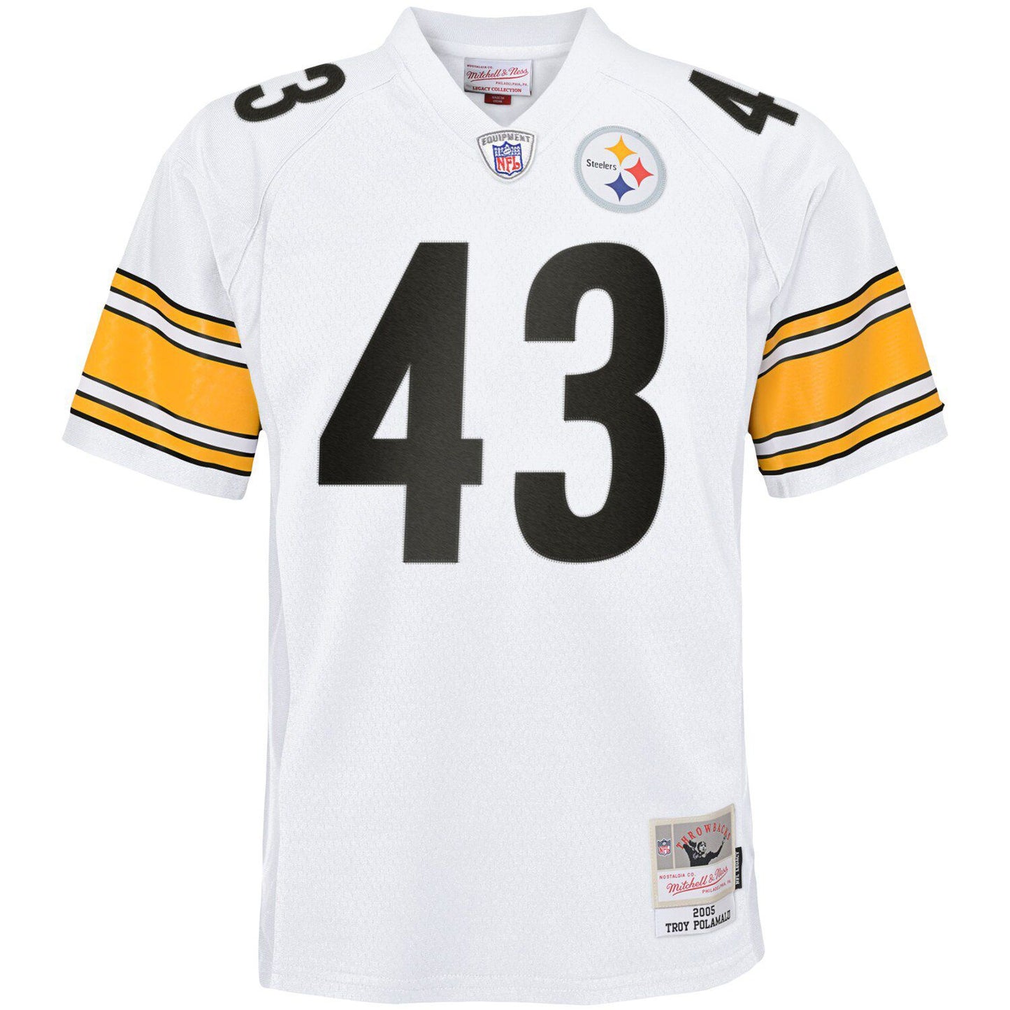 Youth Mitchell & Ness Troy Polamalu White Pittsburgh Steelers 2005 Retired Player Legacy Jersey