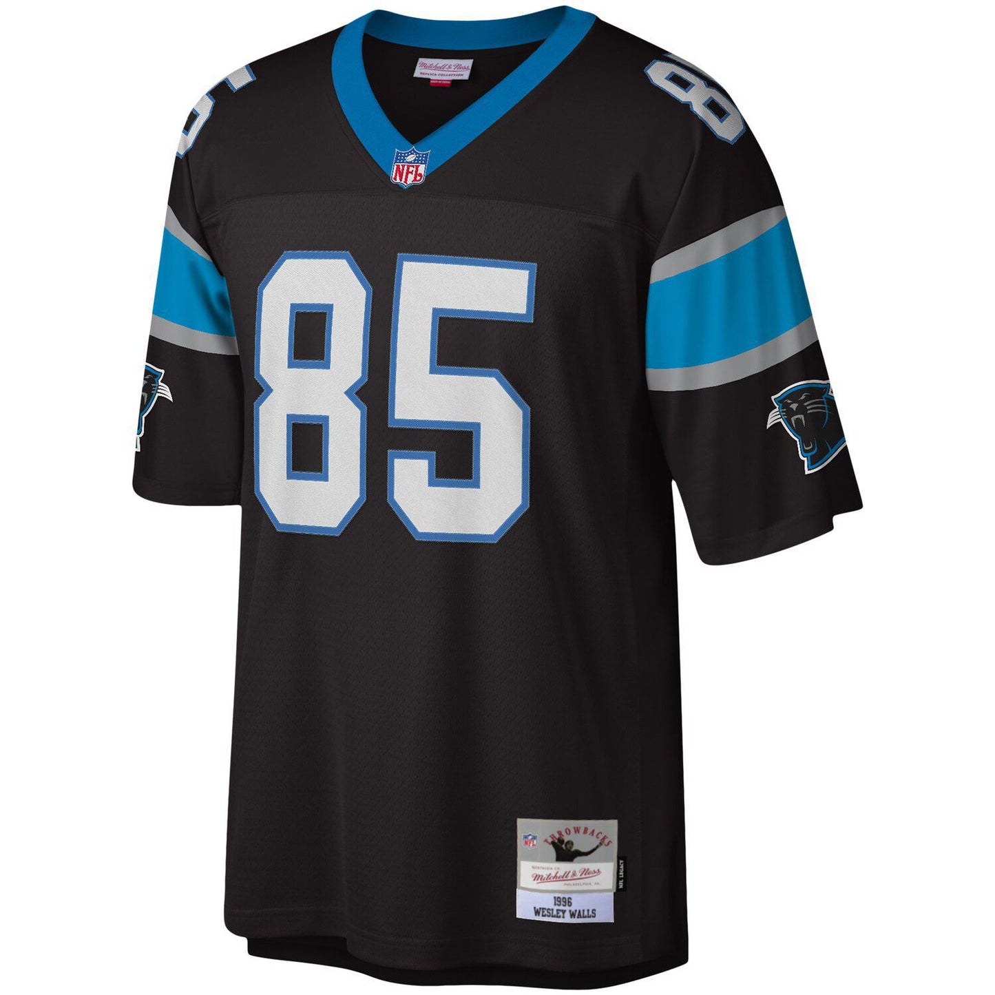 Men's Mitchell & Ness Wesley Walls Black Carolina Panthers Legacy Replica Jersey