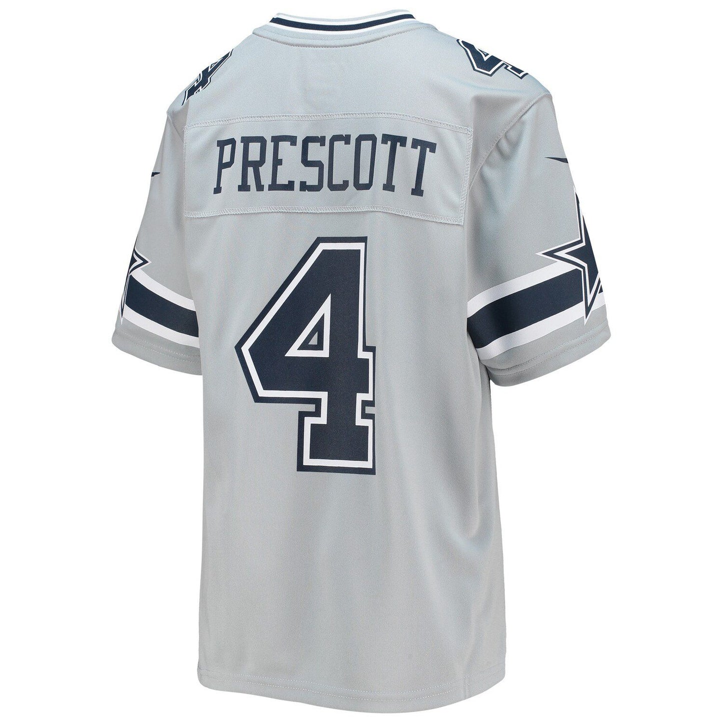 Youth Nike Dak Prescott Silver Dallas Cowboys Inverted Team Game Jersey