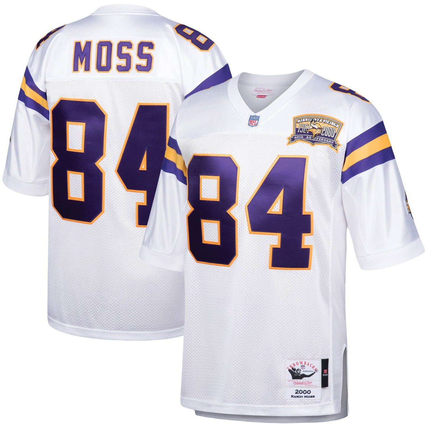 Men's Mitchell & Ness Randy Moss White Minnesota Vikings 2000 Authentic Throwback Retired Player Jersey