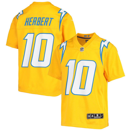 Youth Nike Justin Herbert Gold Los Angeles Chargers Inverted Team Game Jersey