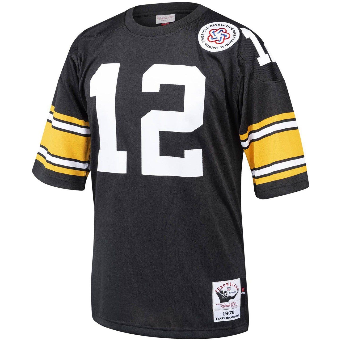 Men's Mitchell & Ness Terry Bradshaw Black Pittsburgh Steelers 1975 Authentic Throwback Retired Player Jersey