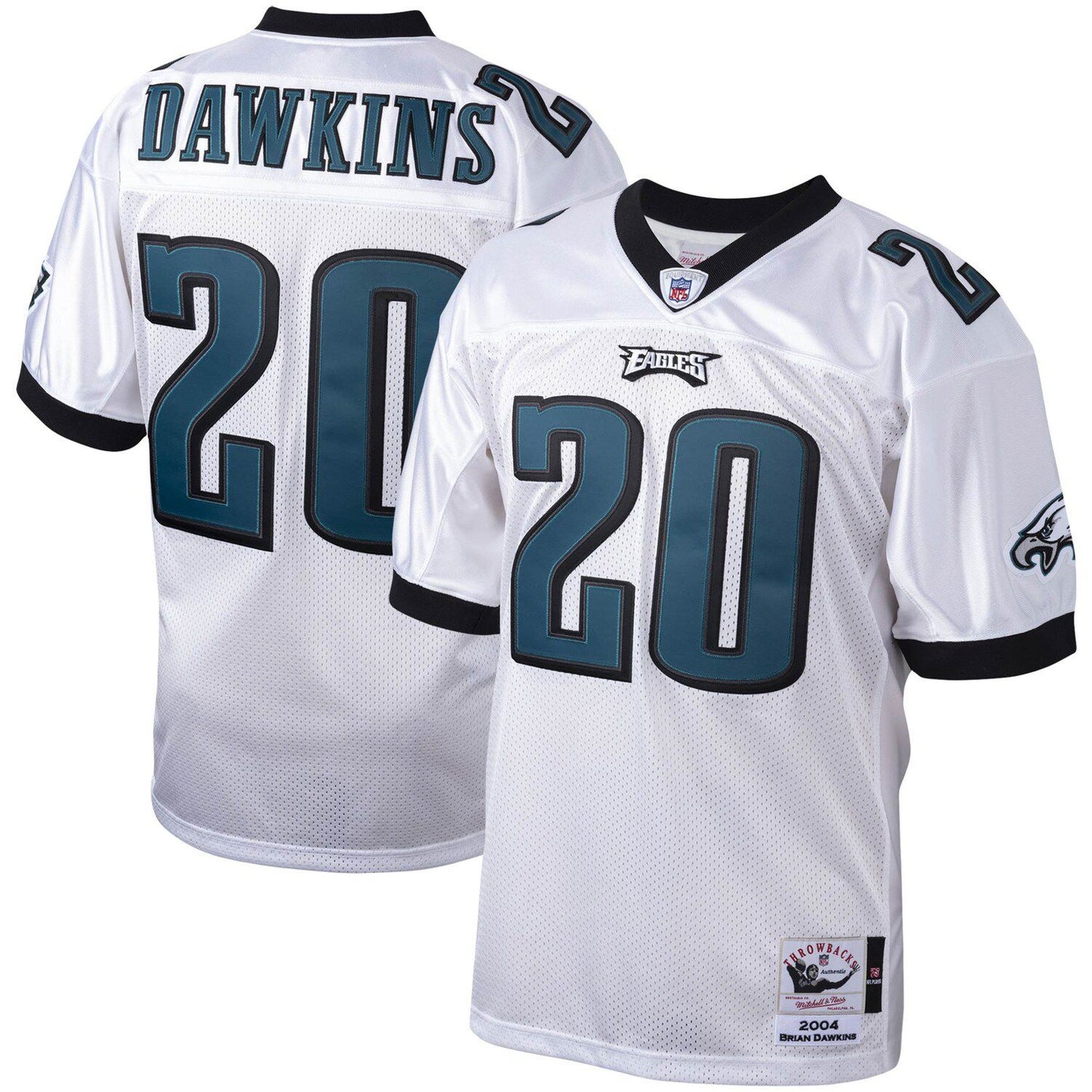 Men's Mitchell & Ness Brian Dawkins White Philadelphia Eagles 2004 Authentic Throwback Retired Player Jersey