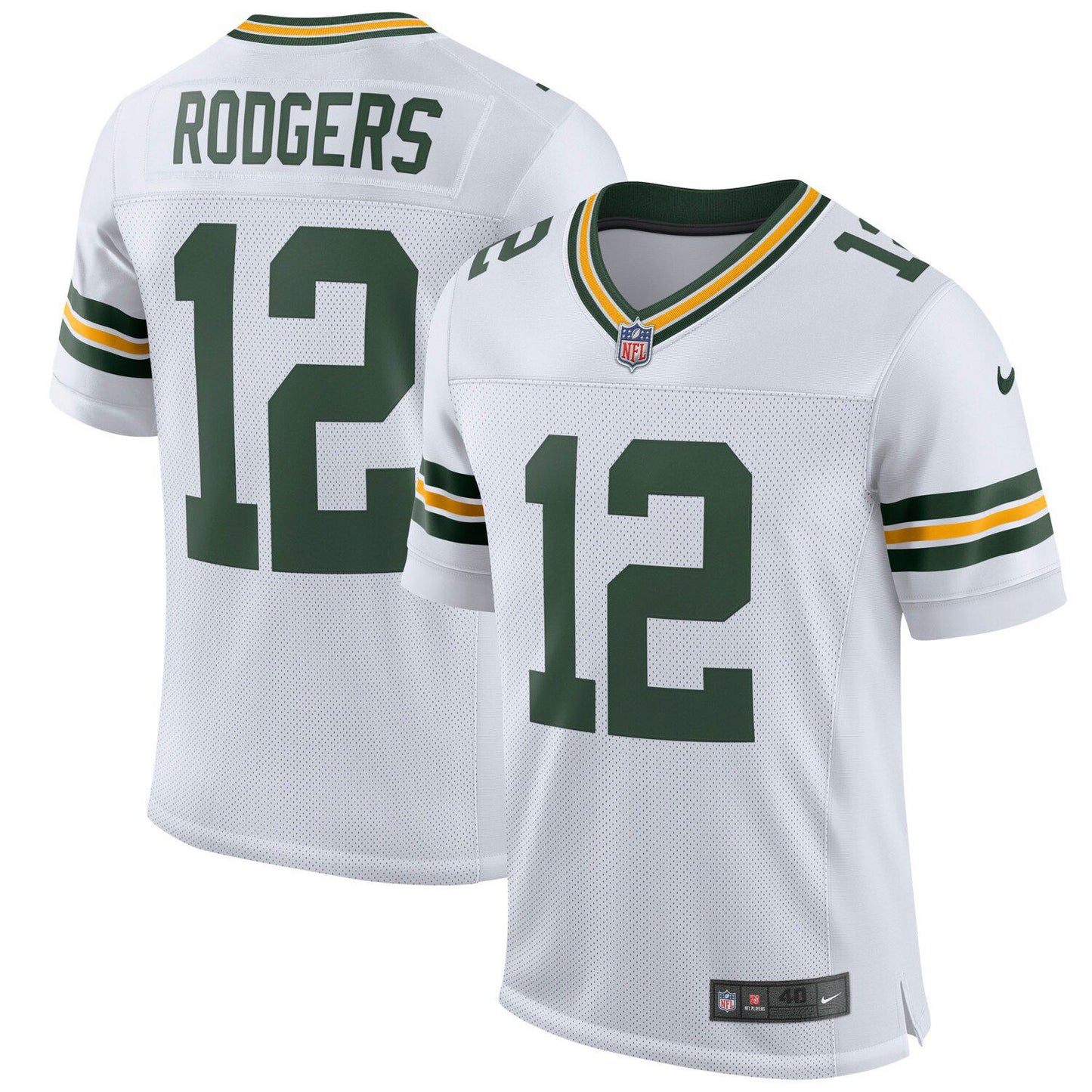 Men's Nike Aaron Rodgers White Green Bay Packers Classic Elite Player Jersey