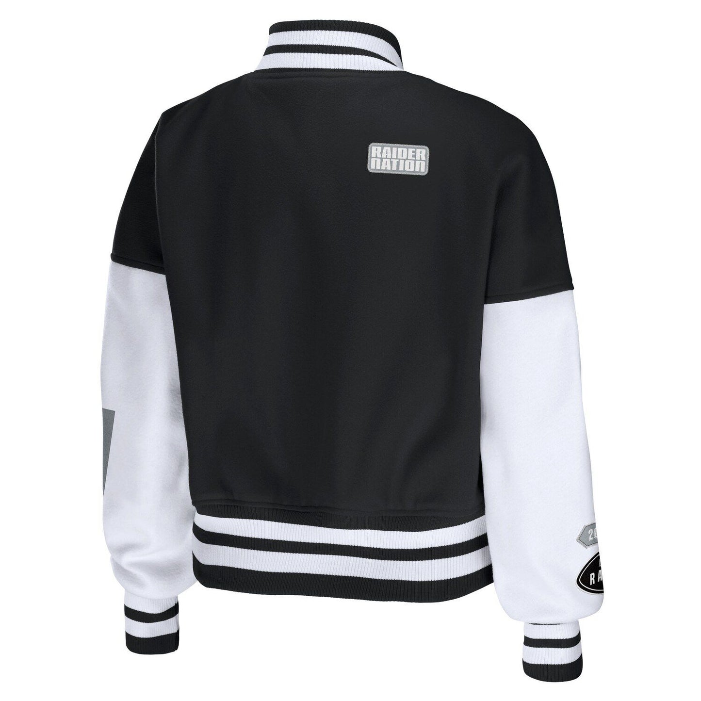 Women's WEAR by Erin Andrews Black/White Las Vegas Raiders Full-Zip Varsity Jacket