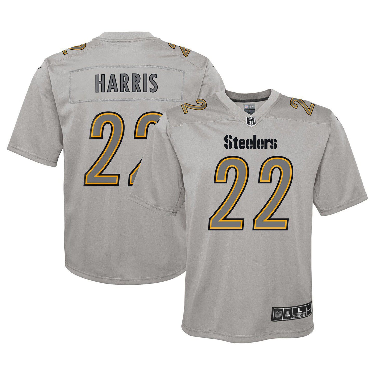 Youth Nike Najee Harris Gray Pittsburgh Steelers Atmosphere Game Jersey