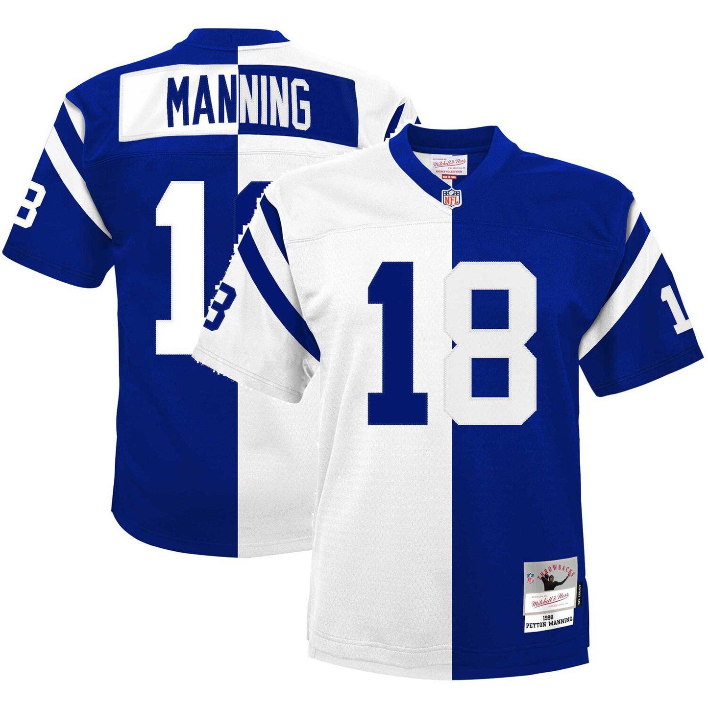 Youth Mitchell & Ness Peyton Manning White/Royal Indianapolis Colts Split Legacy Jersey