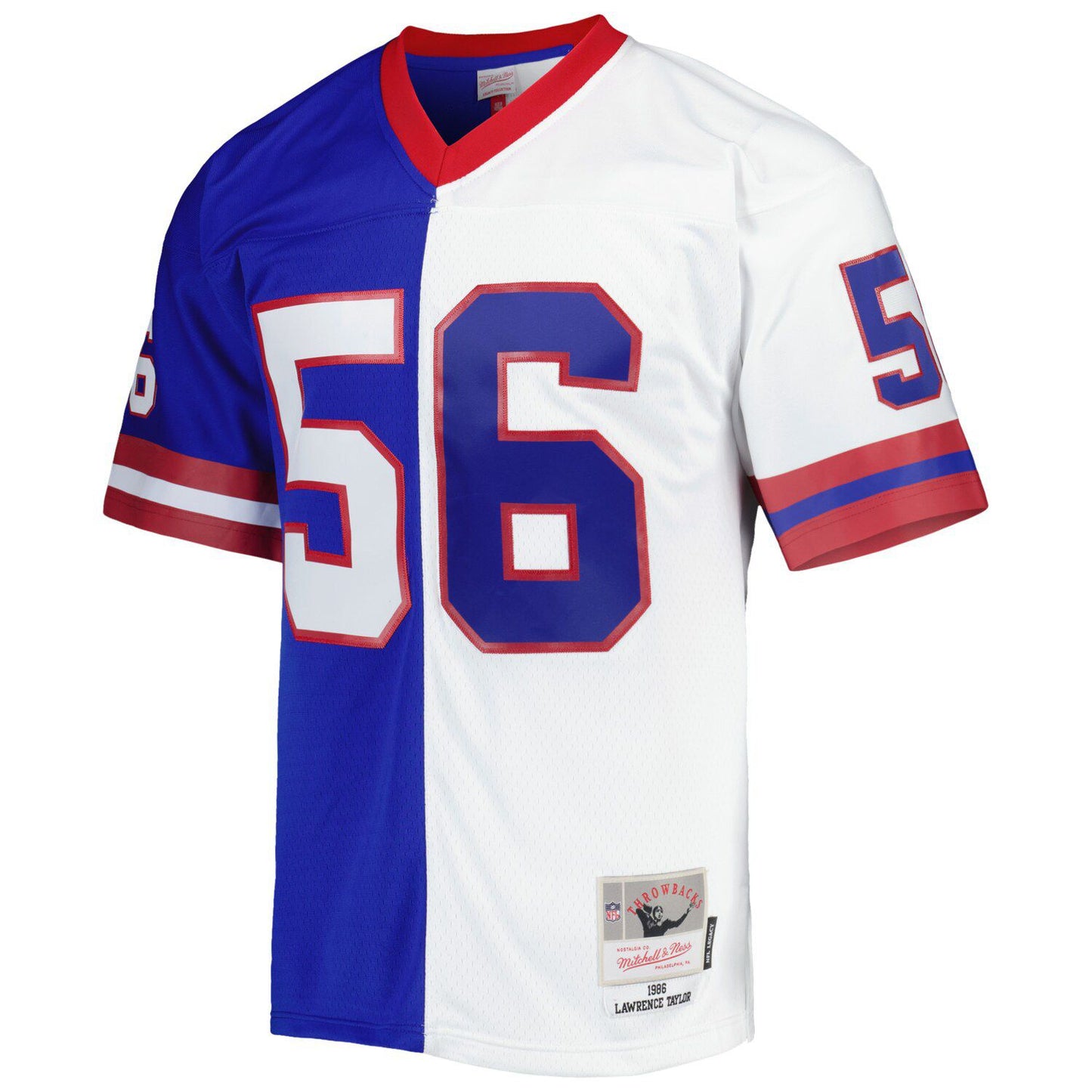 Men's Mitchell & Ness Lawrence Taylor Royal/White New York Giants 1986 Split Legacy Replica Jersey