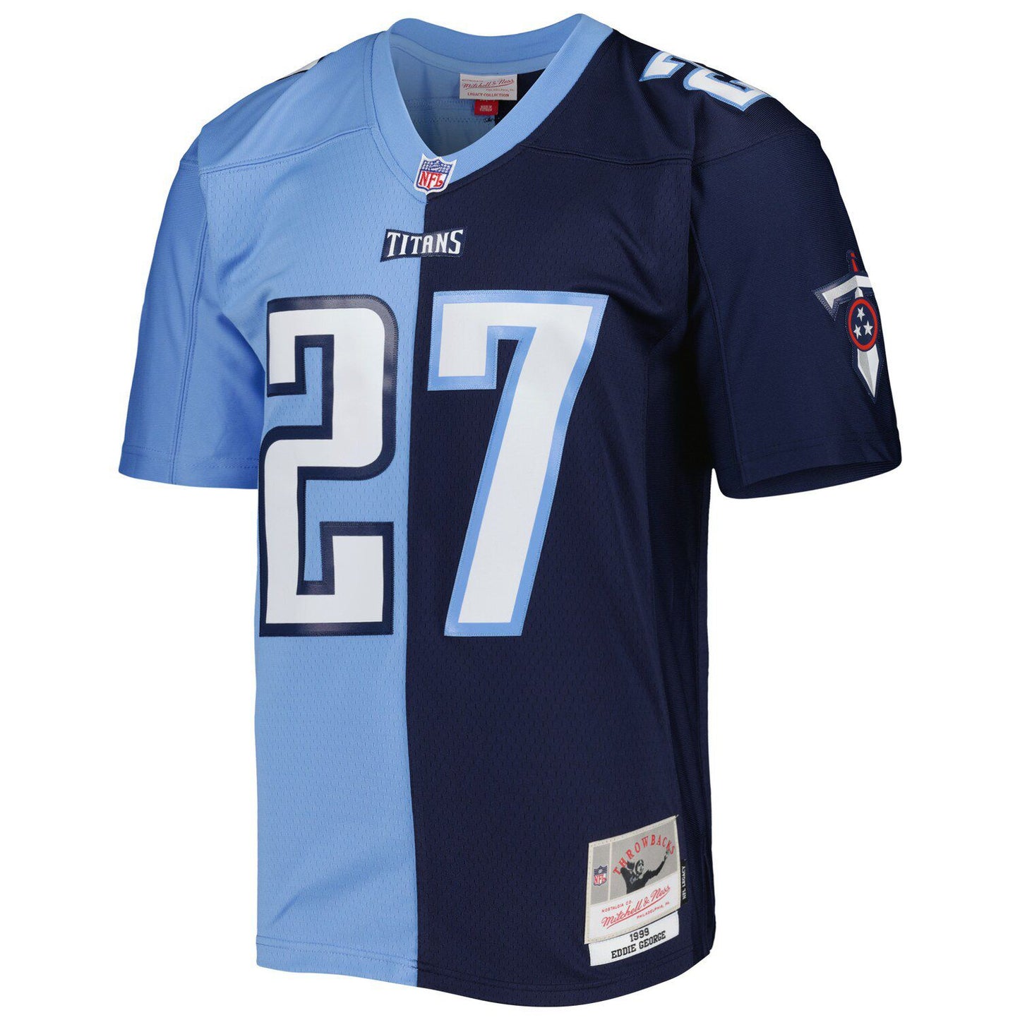 Men's Mitchell & Ness Eddie George Navy/Light Blue Tennessee Titans 1999 Split Legacy Replica Jersey