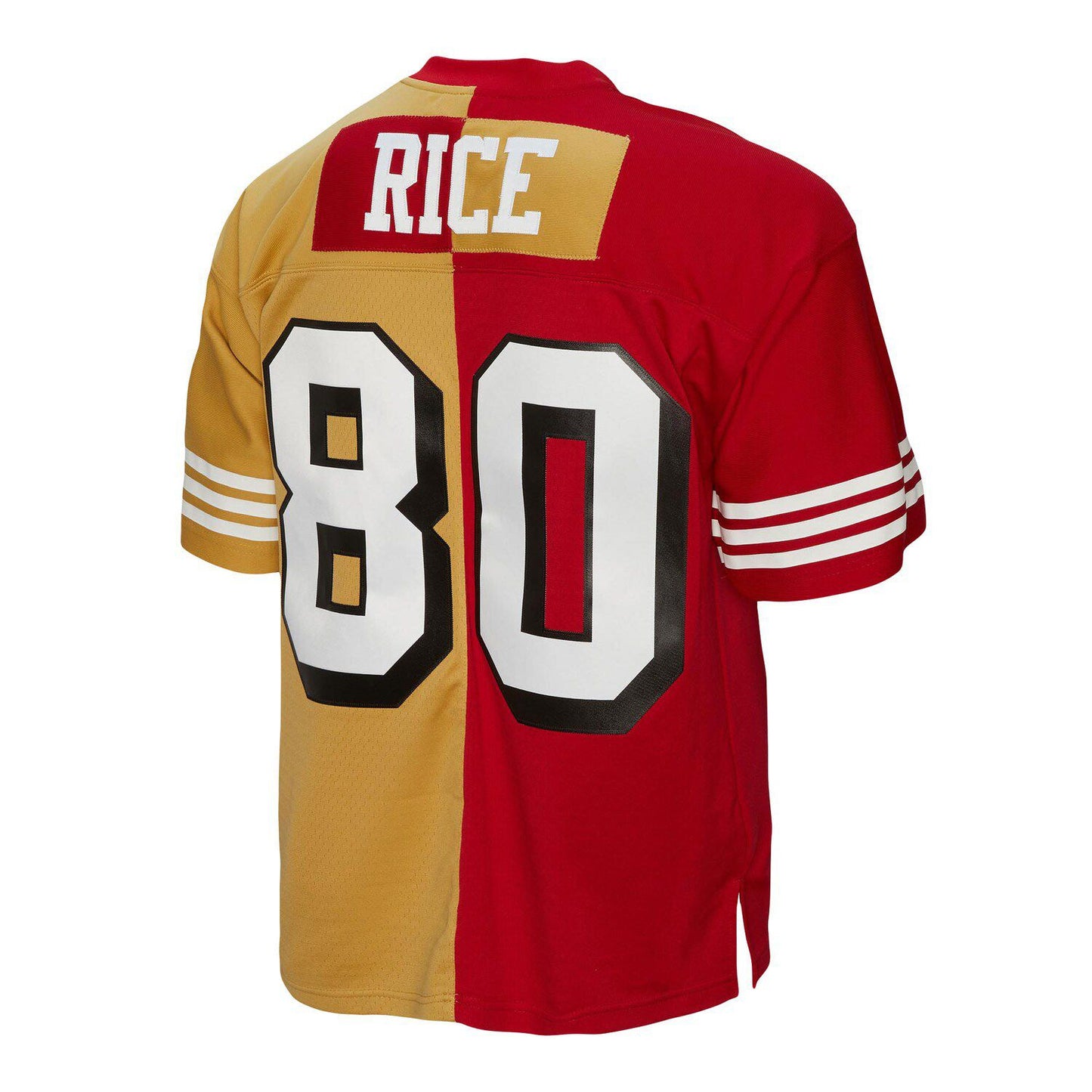 Men's Mitchell & Ness Jerry Rice Scarlet/Gold San Francisco 49ers 1994 Split Legacy Replica Jersey