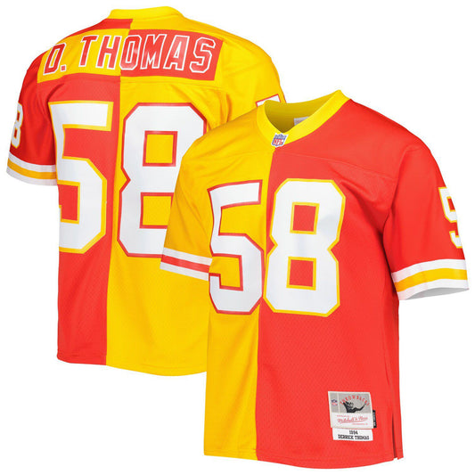 Men's Mitchell & Ness Derrick Thomas Red/Gold Kansas City Chiefs 1994 Split Legacy Replica Jersey