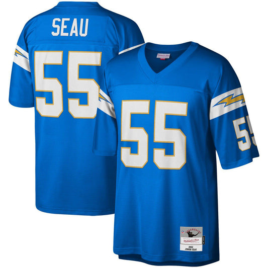 Men's Mitchell & Ness Junior Seau Powder Blue Los Angeles Chargers Big & Tall 2002 Retired Player Replica Jersey