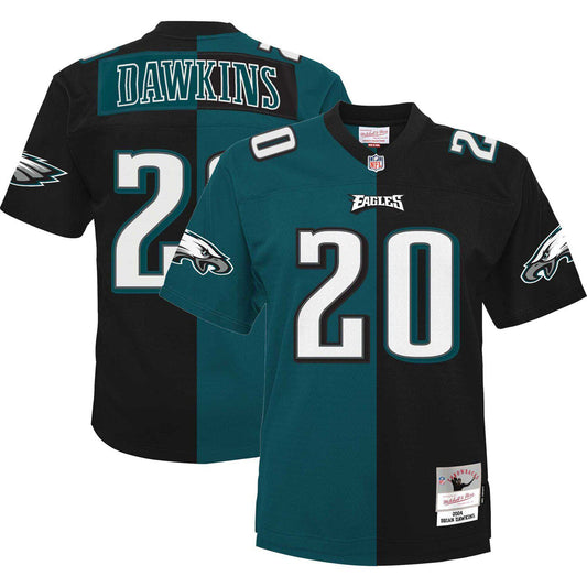 Men's Mitchell & Ness Brian Dawkins Midnight Green/Black Philadelphia Eagles Big & Tall Split Legacy Retired Player Replica Jersey