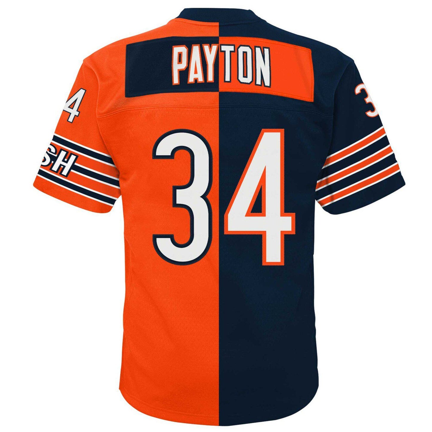 Men's Mitchell & Ness Walter Payton Navy/Orange Chicago Bears Big & Tall Split Legacy Retired Player Replica Jersey