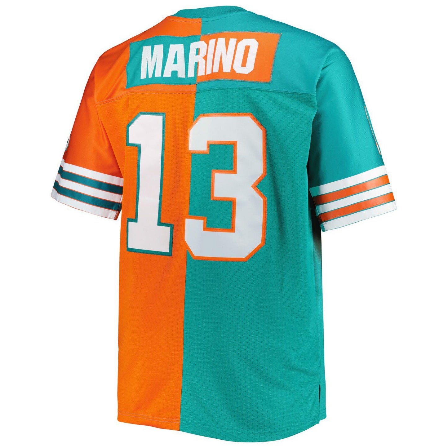 Men's Mitchell & Ness Dan Marino Aqua/Orange Miami Dolphins Big & Tall Split Legacy Retired Player Replica Jersey