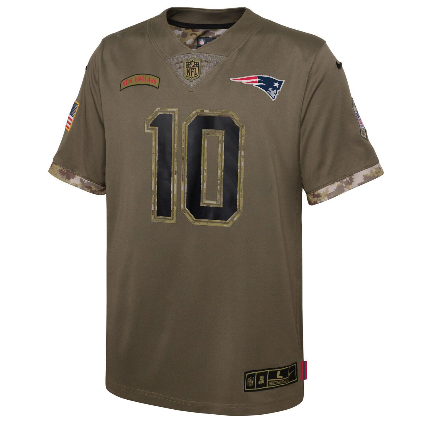 Youth Nike Mac Jones Olive New England Patriots 2022 Salute To Service Player Limited Jersey