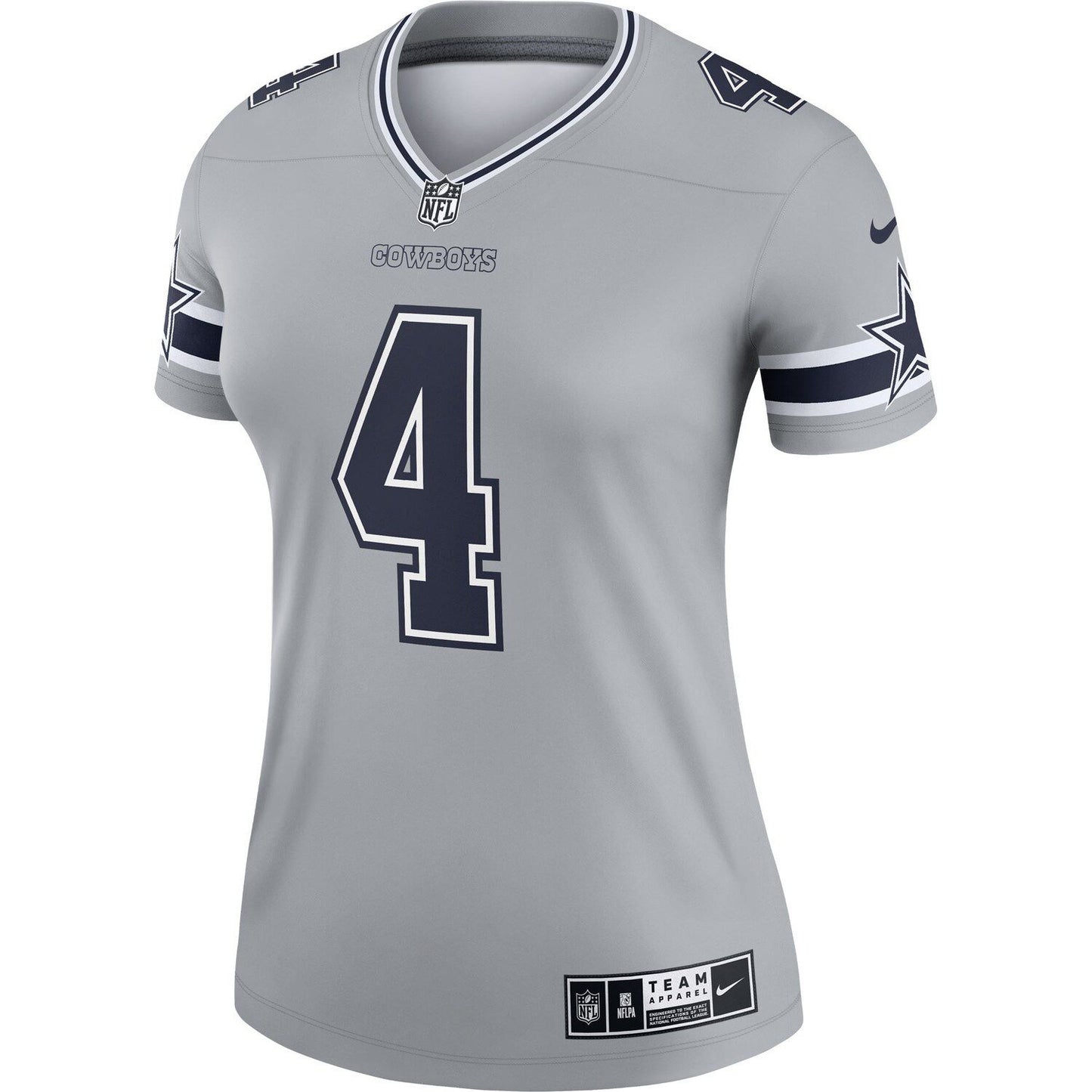 Women's Nike Dak Prescott Gray Dallas Cowboys Inverted Legend Jersey