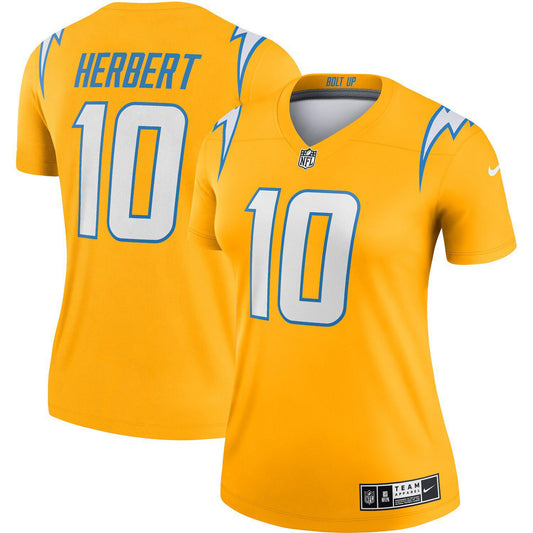 Women's Nike Justin Herbert Gold Los Angeles Chargers Inverted Legend Jersey