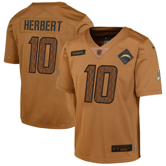 Youth Nike Justin Herbert Brown Los Angeles Chargers 2023 Salute To Service Limited Jersey