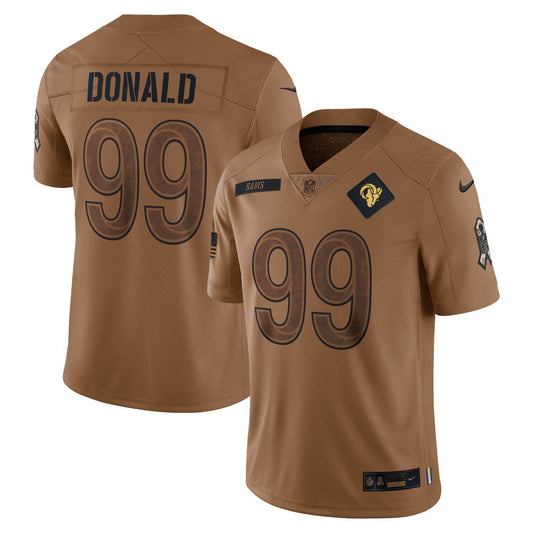 Men's Nike Aaron Donald Brown Los Angeles Rams 2023 Salute To Service Limited Jersey