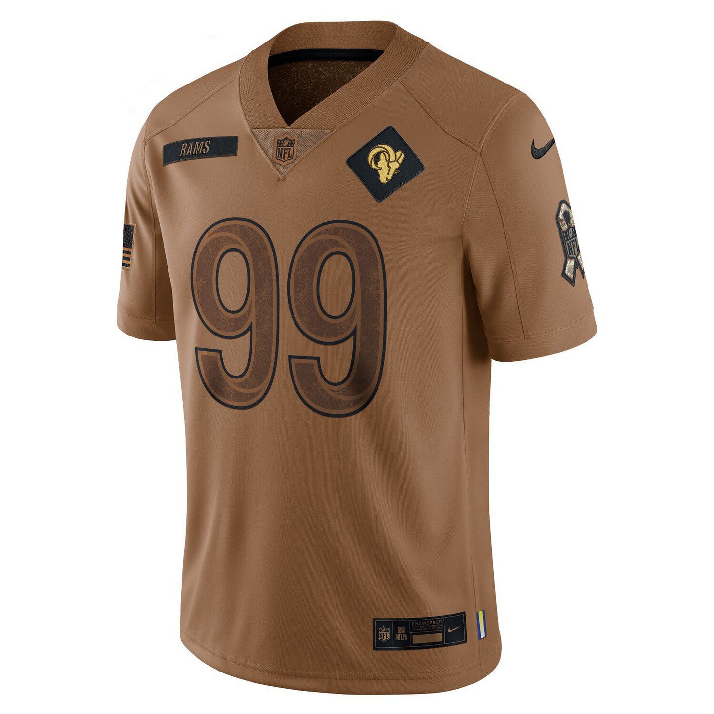 Men's Nike Aaron Donald Brown Los Angeles Rams 2023 Salute To Service Limited Jersey