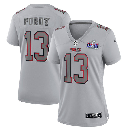 Women's Nike Brock Purdy Gray San Francisco 49ers Super Bowl LVIII Atmosphere Fashion Game Jersey