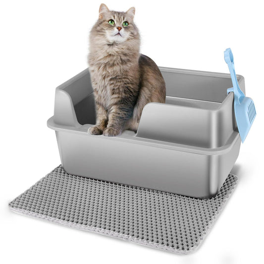 Enclosed Stainless Steel Cat Litter Box Large Metal Litter Box for Cats Rabbits