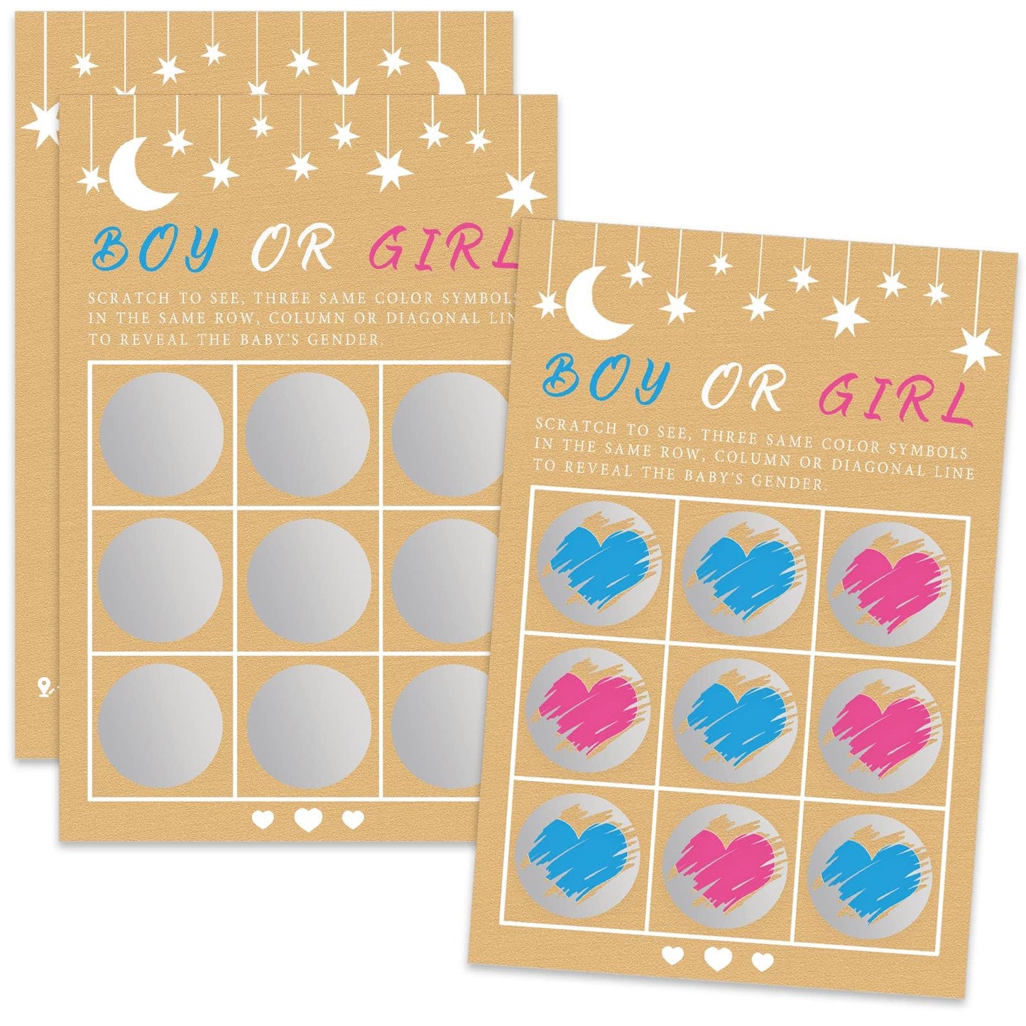 Senfaro Its A Boy Tic Tac Toe Board Gender Reveal Scratch Off Scratcher Lottery Tickets Cards Double Sided Gender Announcement Cards Family Friends