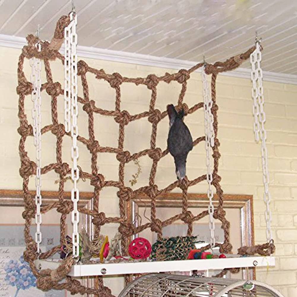 Bird Climbing Net Bird Toy Parrot Hanging Rope Swing Net Game Rope Ladder Chew Toy for Parakeet,Cockatiel,Cockatoo,Conure,Mini Macaw